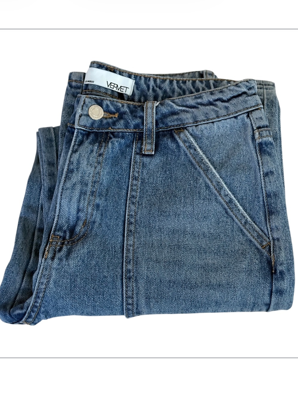 VERVET High Rise Wide Leg Cargo Jeans Medium Wash Size 26 - Picture 6 of 8